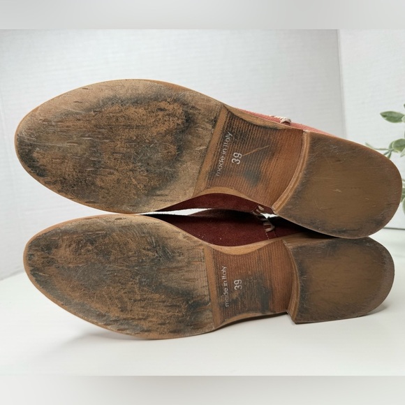 Sundance Lola Whipstitched Boots in Rust Suede EU 39/US 8.5 Cut Out Embroidered - Picture 14 of 16